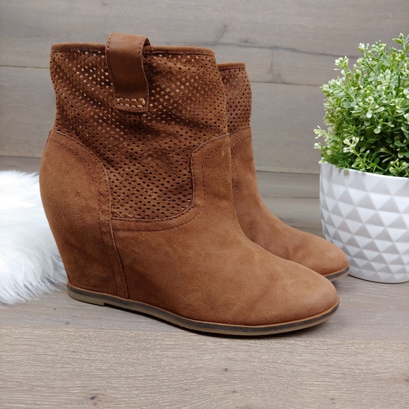 perforated wedge booties